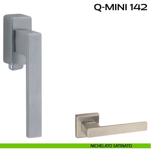Maniglia per finestra DK con pulsante su placca Q-Mini 142 Reguitti nichel