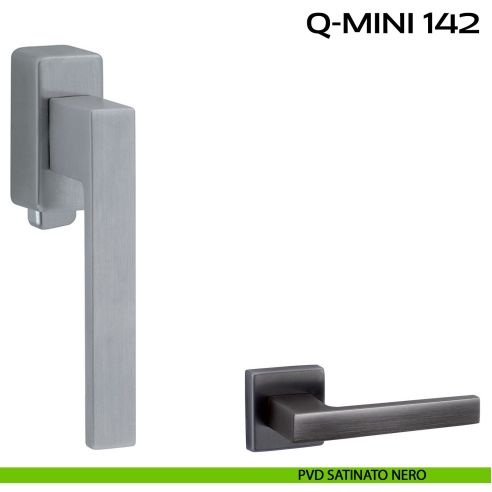 Maniglia per finestra DK con pulsante su placca Q-Mini 142 Reguitti pvd nero