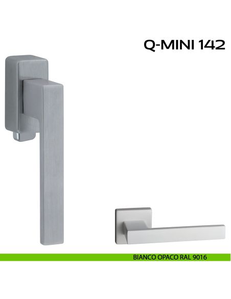 Maniglia per finestra DK con pulsante su placca Q-Mini 142 Reguitti bianco