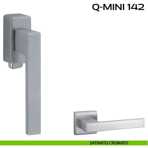 Maniglia per finestra DK con pulsante su placca Q-Mini 142 Reguitti satinato cromato