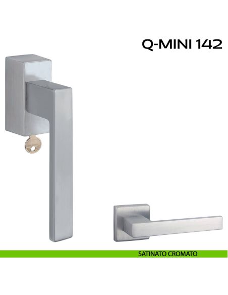 Maniglia per finestra martellina DK con chiave Q-Mini 142 Reguitti satinato cromato
