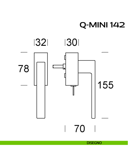 Maniglia per finestra martellina DK con chiave Q-Mini 142 Reguitti disegno