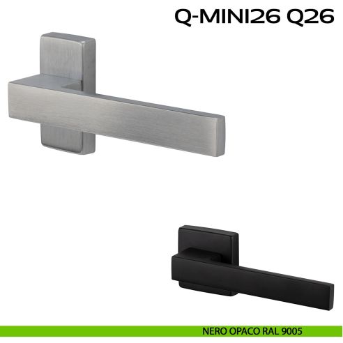 Maniglia ribassata per porta Q-Mini26 Q26 Reguitti con rosetta rettangolare nero