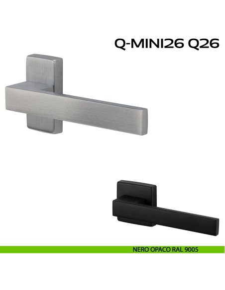 Maniglia ribassata per porta Q-Mini26 Q26 Reguitti con rosetta rettangolare nero