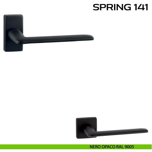 Maniglia per porta Spring 141 Q. Reguitti con rosetta rettangolare