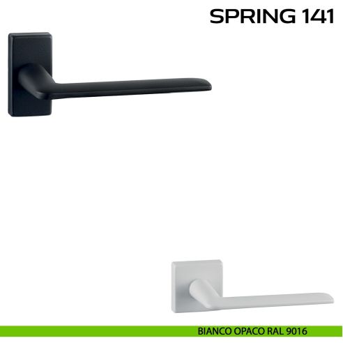 Maniglia per porta Spring 141 Q. Reguitti con rosetta rettangolare
