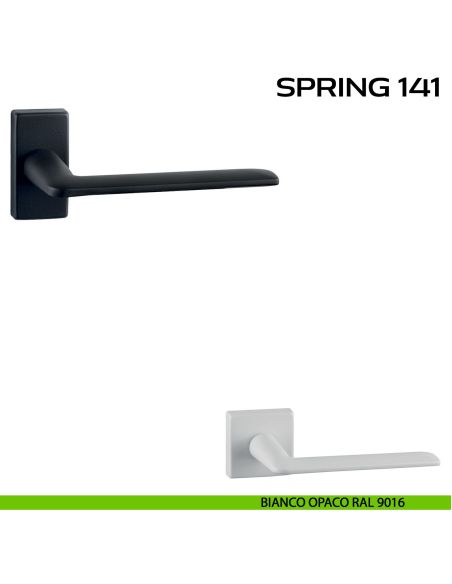 Maniglia per porta Spring 141 Q. Reguitti con rosetta rettangolare