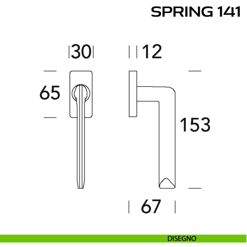 Maniglia per finestra martellina Spring 141 Q. Reguitti disegno