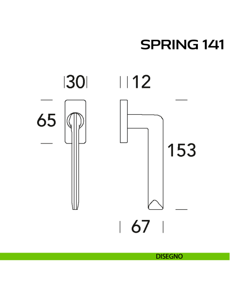 Maniglia per finestra martellina Spring 141 Q. Reguitti disegno