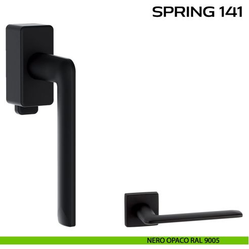 Maniglia per finestra DK con pulsante su placca Spring 141 Q. Reguitti nero