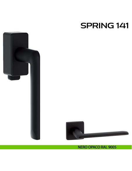 Maniglia per finestra DK con pulsante su placca Spring 141 Q. Reguitti nero