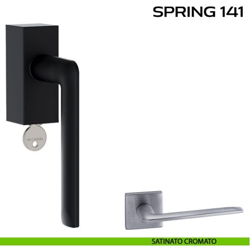 Maniglia per finestra martellina DK con chiave Spring 141 Q. Reguitti satinato cromato