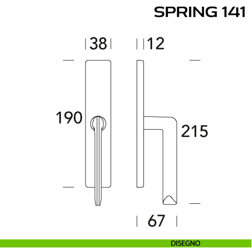 Maniglia per finestra cremonese Spring 141 Q. Reguitti disegno