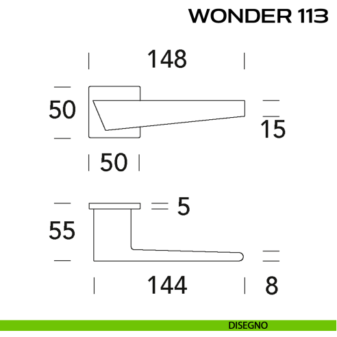 Maniglia per porta Wonder 113 Reguitti disegno