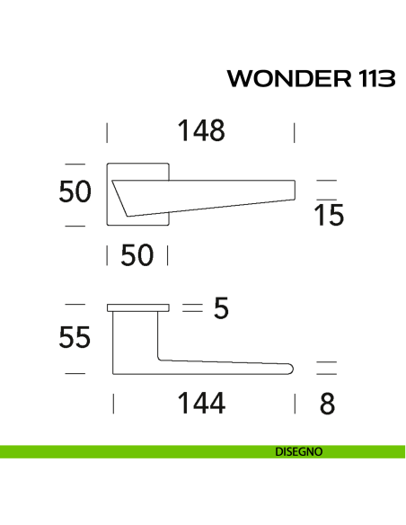 Maniglia per porta Wonder 113 Reguitti disegno