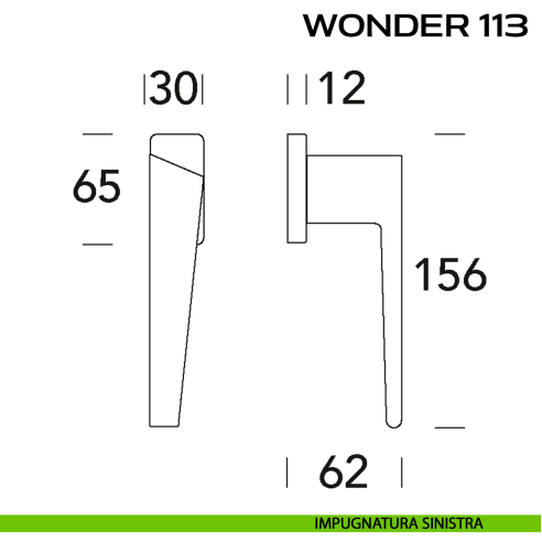 Maniglia per finestra martellina Wonder 113 Reguitti disegno sx