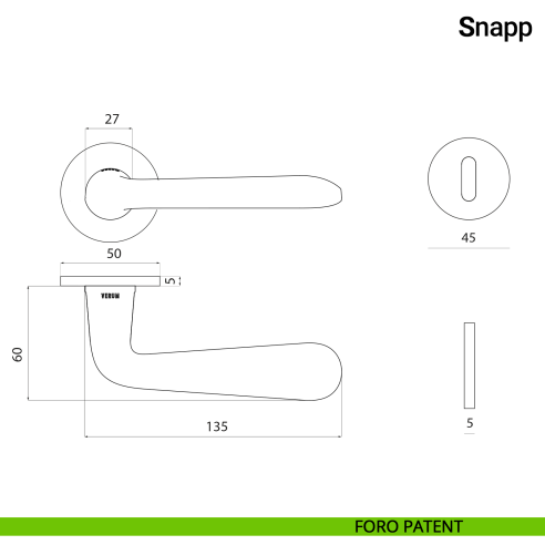 Maniglia porta Snapp Verum Italy realizzata in plastica riciclata - disegno