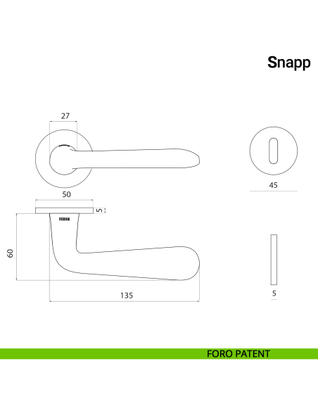 Maniglia porta Snapp Verum Italy realizzata in plastica riciclata - disegno