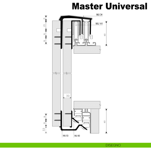 Kit anta esterna Master Universal Midi Caimi Export spessore 30 mm disegno
