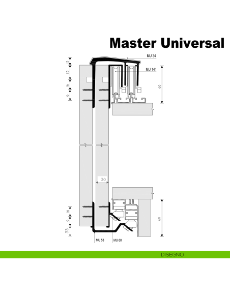 Kit anta esterna Master Universal Midi Caimi Export spessore 30 mm disegno