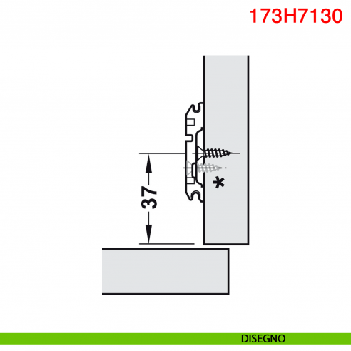 Basetta a croce Blum 173H7130 Clip spessore 3 mm con eccentrico nero onice - disegno
