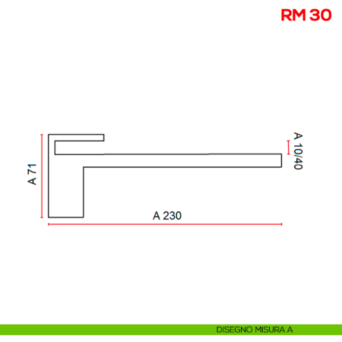 Reggimensola per vetro e legno Mital RM30 disegno misura A