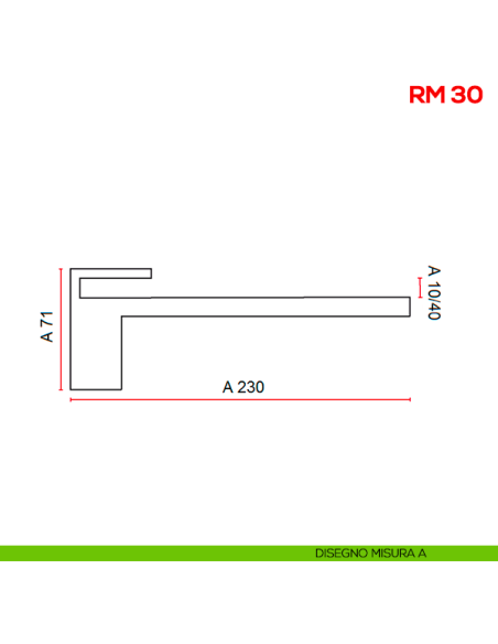 Reggimensola per vetro e legno Mital RM30 disegno misura A