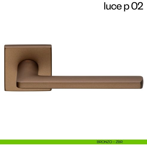 Maniglia per porta Luce P 02 dnd handles con rosetta quadrata BRONZO