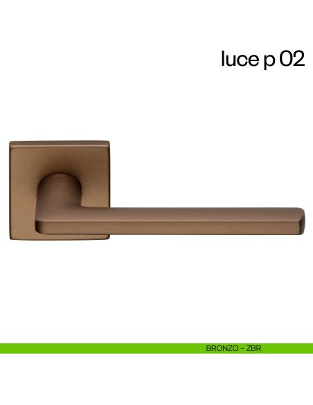 Maniglia per porta Luce P 02 dnd handles con rosetta quadrata BRONZO