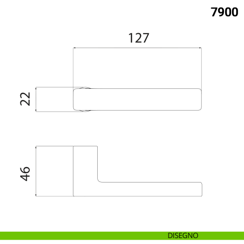 Maniglia per porta 7900 Nuda Verum Italy senza rosetta - cieca