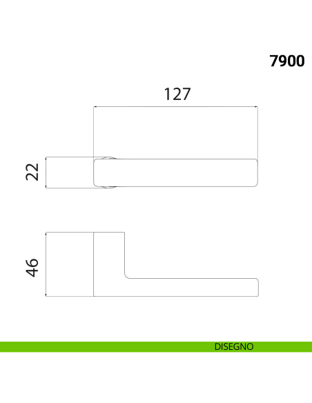 Maniglia per porta 7900 Nuda Verum Italy senza rosetta - cieca