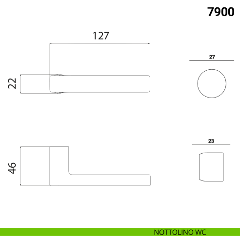 Maniglia per porta 7900 Nuda Verum Italy senza rosetta - nottolino wc