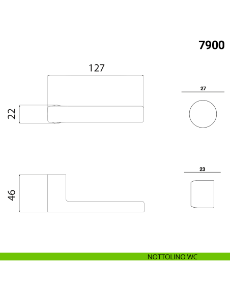 Maniglia per porta 7900 Nuda Verum Italy senza rosetta - nottolino wc