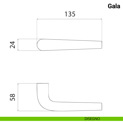 Maniglia per porta Gala Nuda Verum Italy senza rosetta - cieca