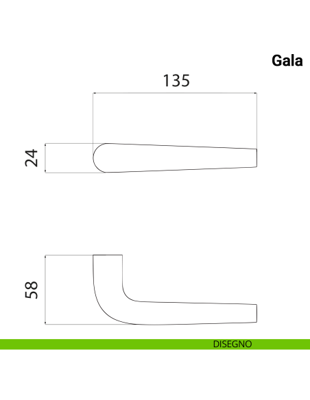 Maniglia per porta Gala Nuda Verum Italy senza rosetta - cieca