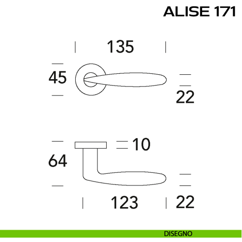 Maniglia per porta Alise 171 Reguitti disegno