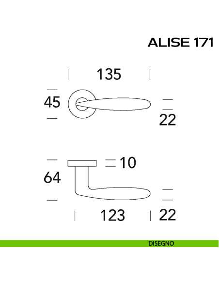 Maniglia per porta Alise 171 Reguitti disegno