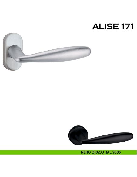 Maniglia per porta Alise 171 Reguitti con rosetta rettangolare nero