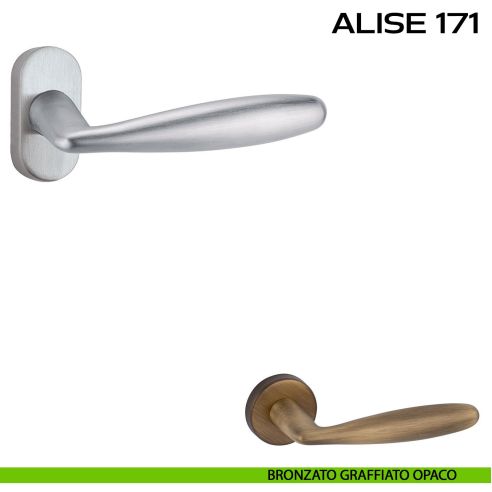 Maniglia per porta Alise 171 Reguitti con rosetta rettangolare bronzato graffiato opaco
