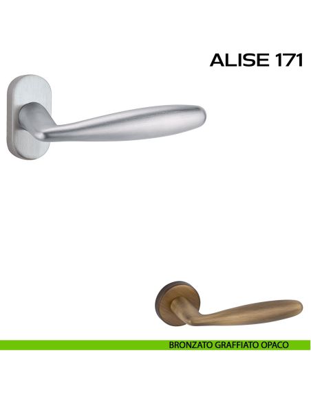 Maniglia per porta Alise 171 Reguitti con rosetta rettangolare bronzato graffiato opaco