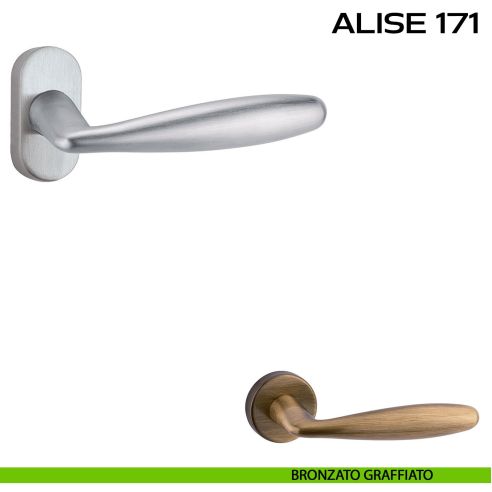 Maniglia per porta Alise 171 Reguitti con rosetta rettangolare bronzato graffiato opaco