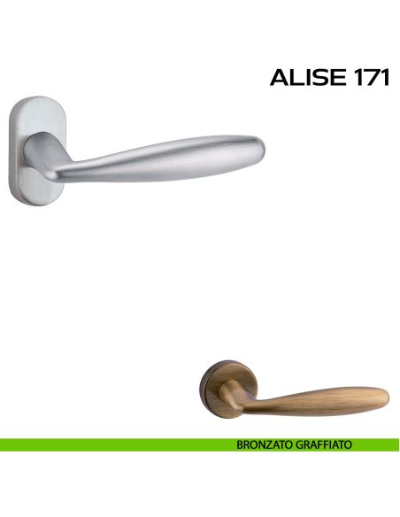Maniglia per porta Alise 171 Reguitti con rosetta rettangolare bronzato graffiato opaco