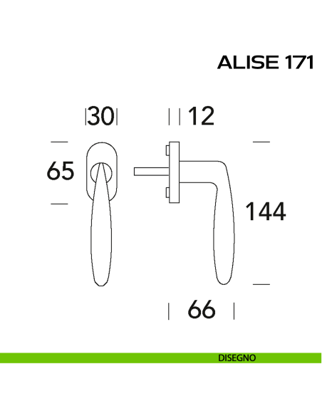 Maniglia per finestra martellina Alise 171 Reguitti disegno