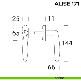 Maniglia per finestra martellina DK con rosetta stretta Alise 171 Reguitti 2