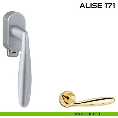 Maniglia per finestra DK con pulsante su placca Alise 171 Reguitti pvd