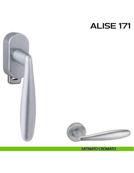 Maniglia per finestra DK con pulsante su placca Alise 171 Reguitti cromato