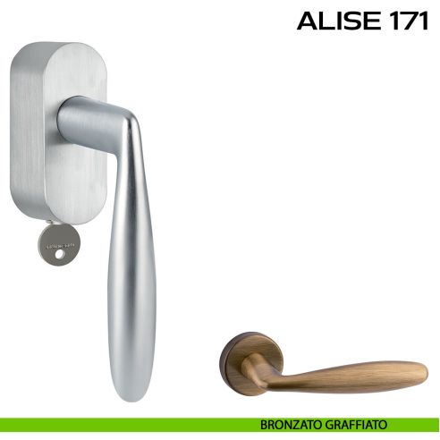 Maniglia per finestra martellina DK con chiave Alise 171 Reguitti bronzato