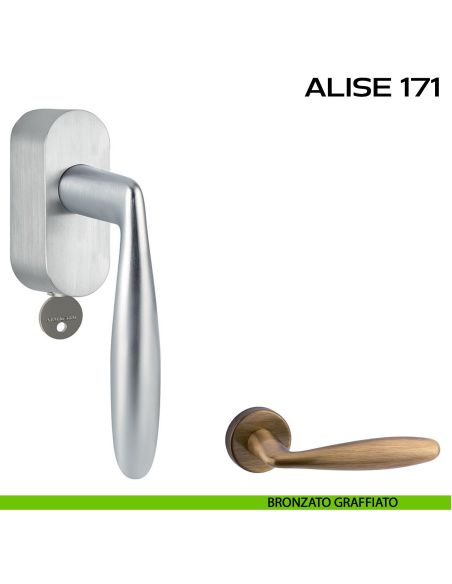 Maniglia per finestra martellina DK con chiave Alise 171 Reguitti bronzato