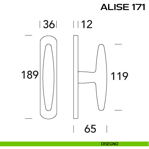 Maniglia per finestra cremonese Alise 171 Reguitti disegno