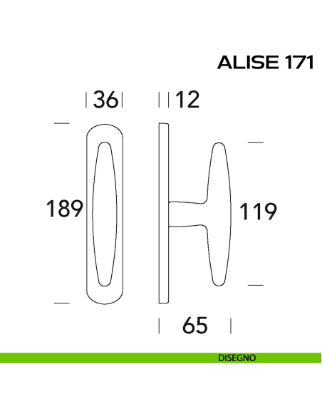 Maniglia per finestra cremonese Alise 171 Reguitti disegno